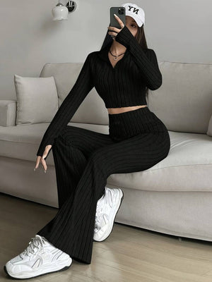 Leisure Long Sleeve Zipper Solid Color 2-piece Sets