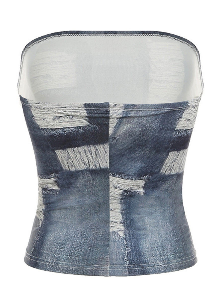 Liber Summer Women's Navel Printed Tank tops&Camis