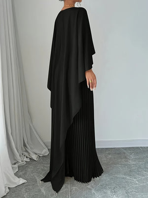 Cloak Batwing Sleeves Crimp Temperament Grace Maxi Dresses