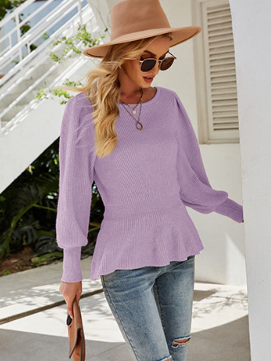 Pulls en maille à manches bouffantes et à la taille