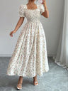 Puff Sleeve Printed Maxi Dresses