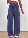 Elastic Waistband Lace Up Pocket Cargo Trousers