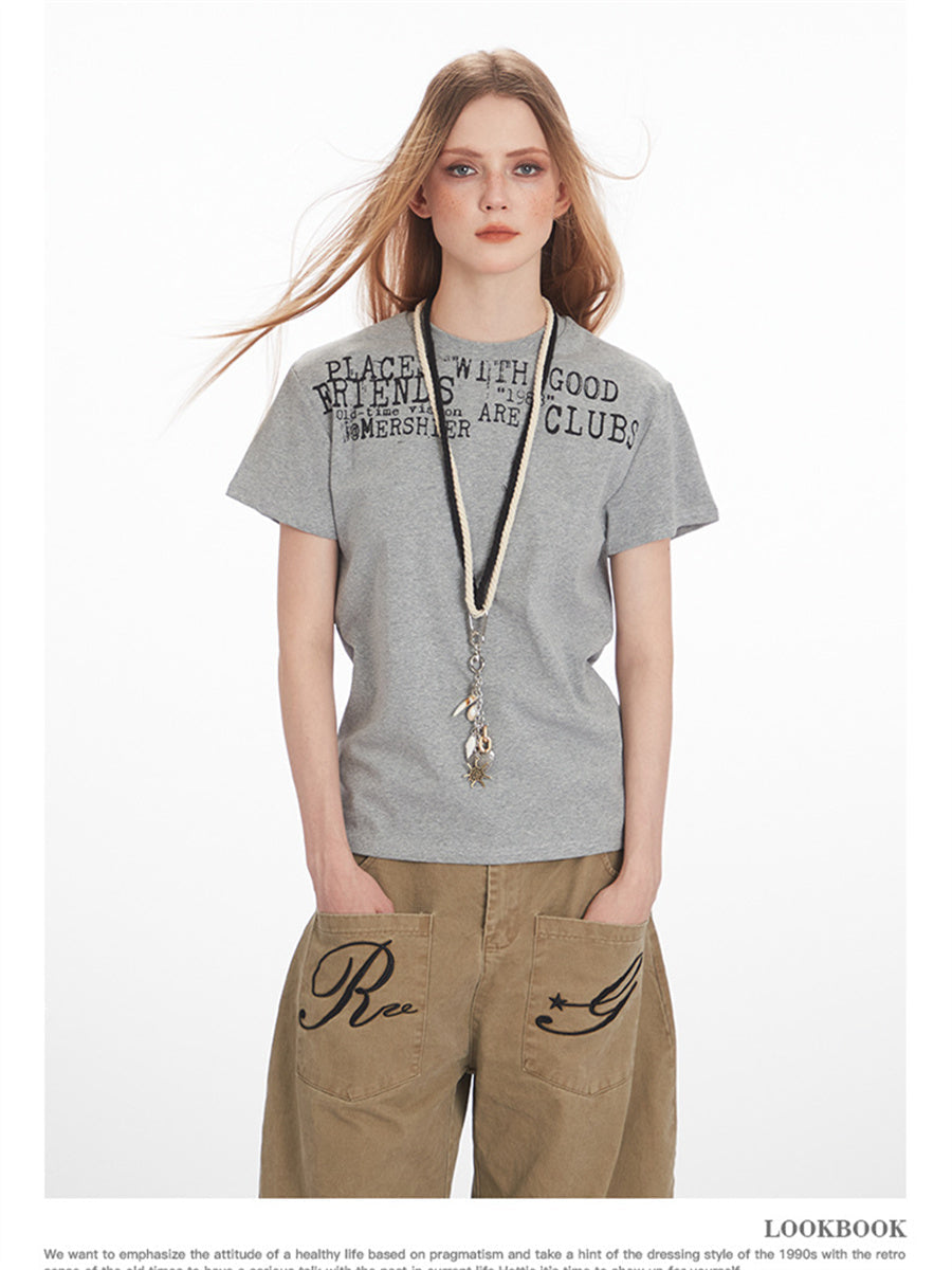 Liber Summer Women's Printed Letter T-shirts