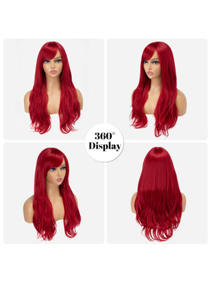 Long, Curly Hair With Side-swept Bangs, Full Head Of Synthetic High-temperature Silk Wig