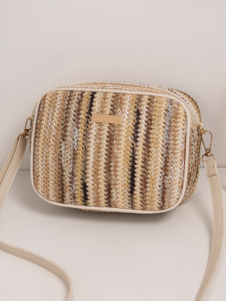 Colorful Straw Woven Oval Crossbody Bag For Vacation