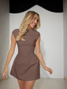 Crew Neck Pocket Waist Mini&Short Dresses