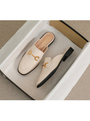 Liber Spring and Autumn Metal Buckle Holster Ladies Flat Shoes