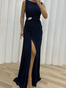 Crimp Slits Parties Maxi Dresses
