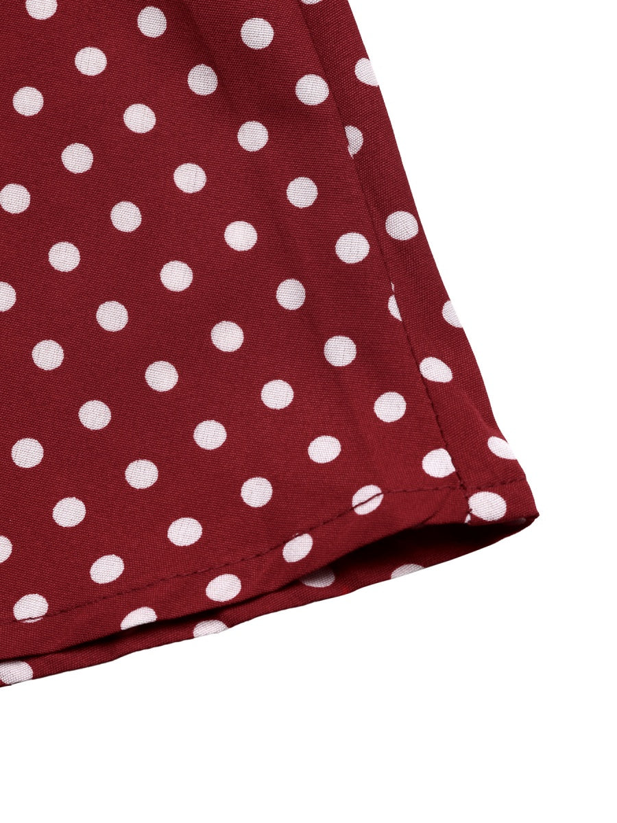 Lace-up Zipper, Polka Dots Polka Dots Maxi Dresses