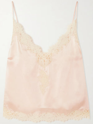 Lace Stitching Satin Camisoles Skirt 2-piece Sets