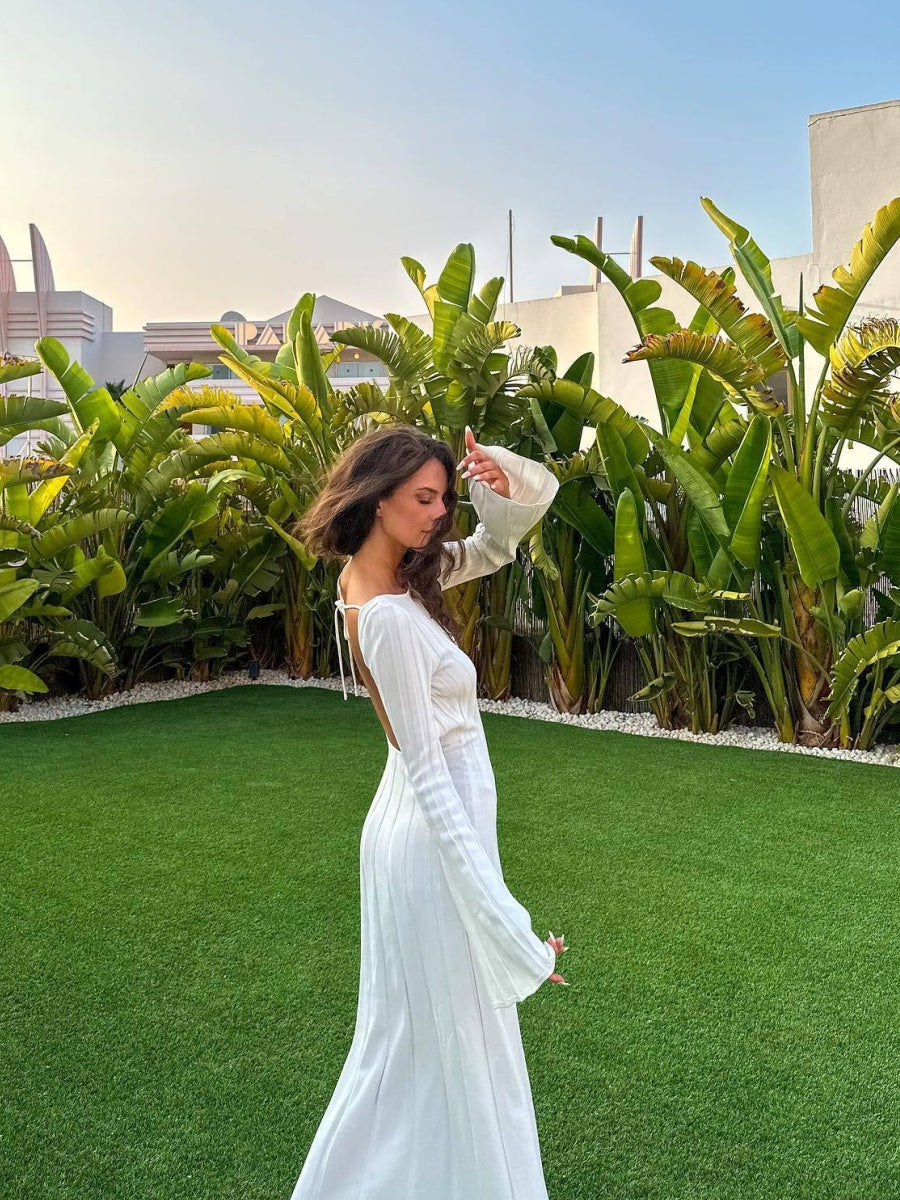 Rückenfreie Maxikleider mit Rundhalsausschnitt und breiten Achselstreifen