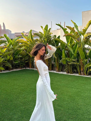 Rückenfreie Maxikleider mit Rundhalsausschnitt und breiten Achselstreifen