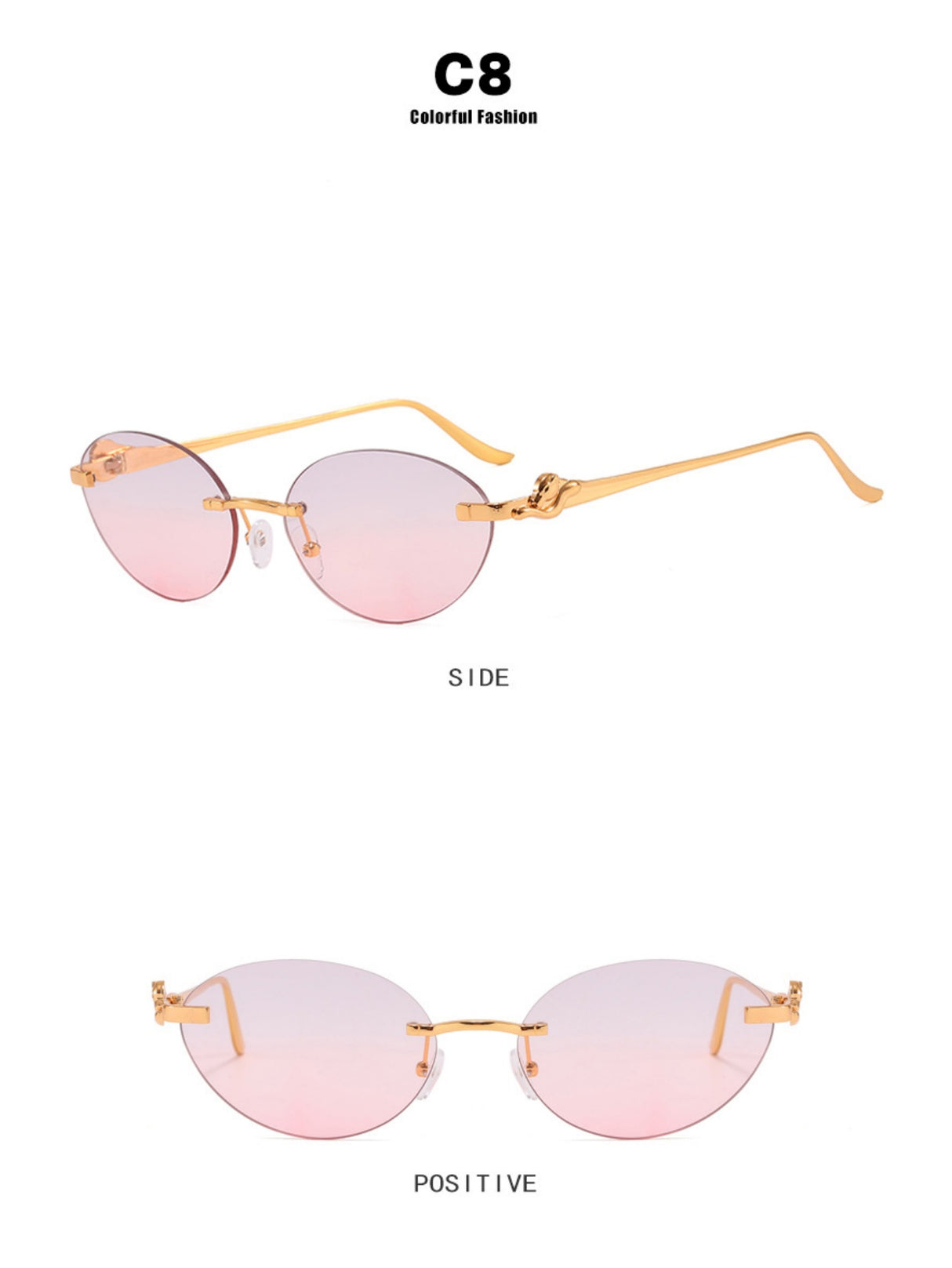Frameless Oval Sunglasses