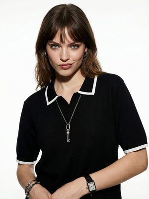 Old Money Style Color-blocked Leisure Polo Shirts