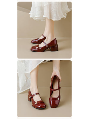 Liber Spring and Autumn Pearl Women's Mary Jane Shoes