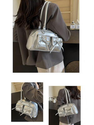 Bow-knot Horizontal Square Zipper Handbag