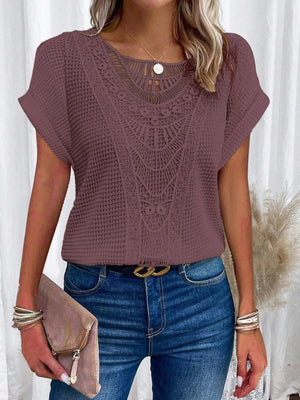 Trim Splicing Knitting Leisure T-shirts