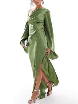 Off-shoulder Slit Flared Sleeves Formal Dress Maxi Dresses