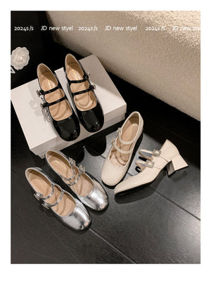 Liber Spring and Autumn Metal Women's Mary Jane Shoes