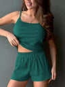 Ribbed Strip Suspender Shorts Sweet Home Decor 2-piece Sets