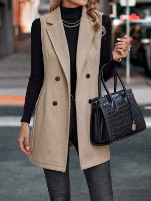 Splicing Herringbone Pattern Suit Sleeveless Vest