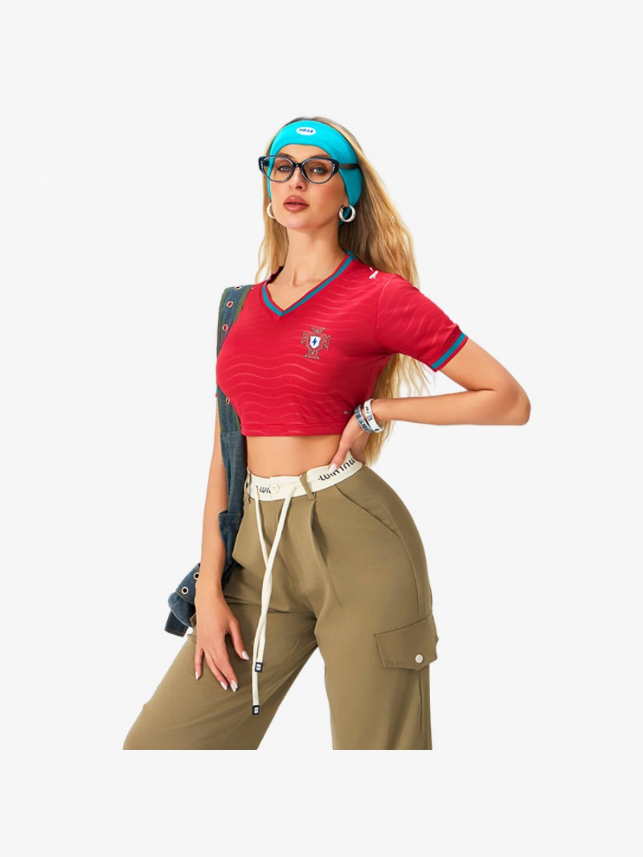 World Cup Football Babes' Crop Top Short-Sleeved Sports Vest Jersey