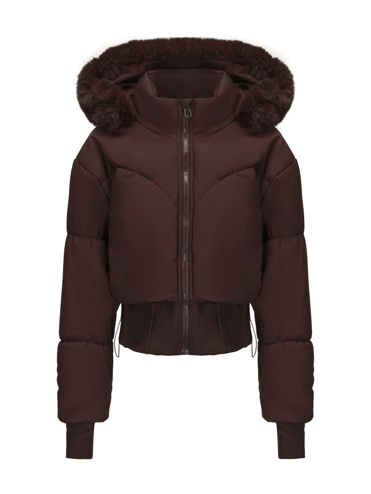 Large Fur Collar Hooded Pockets Short Waist Down Jacket