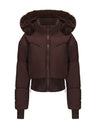 Large Fur Collar Hooded Pockets Short Waist Down Jacket