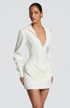Sexy Deep V-neck Fishbone Zipper Waist-cinching Bodycon Dress