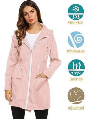 Hooded Pocket Water Proof Light Drawstring Windproof Raincoat Outdoor Windbreaker