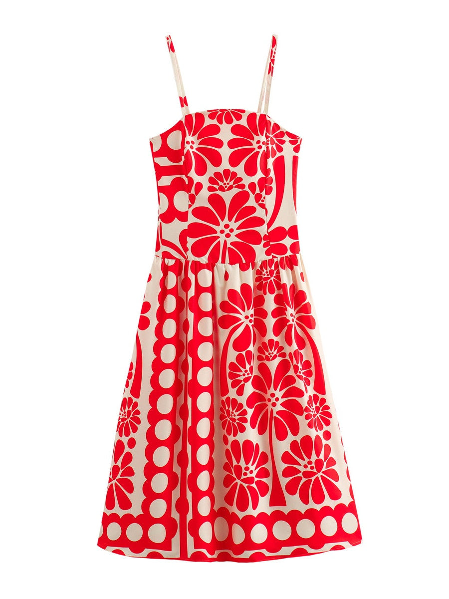 Printed Vacation Camisoles Polka Dots Maxi Dresses