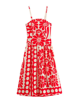 Printed Vacation Camisoles Polka Dots Maxi Dresses