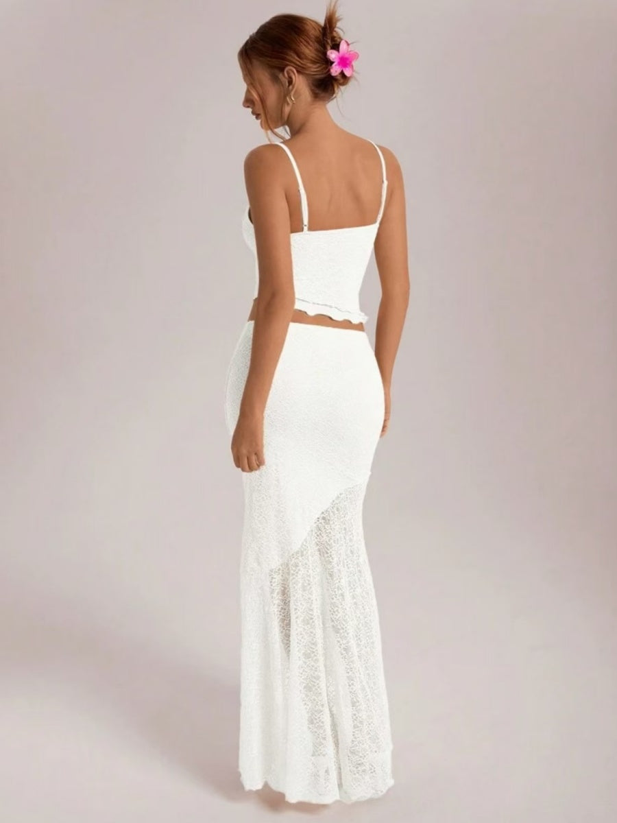 Liber Summer Women's Lace Solid Color 2-piece Sets