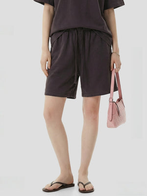 Leisure Washing Water Fade Loose-fit Five Points Shorts