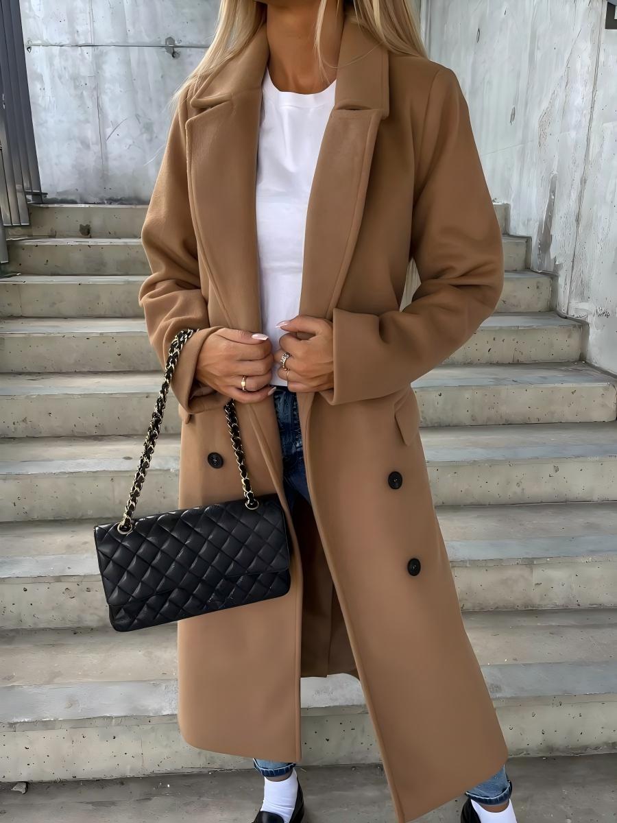 【EXPÉDITION NORMALE】Manteau en laine simple à manches longues et col à revers.