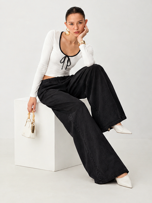 Sweet Tie-up Bow Patchwork T-shirt Pants Sports Leisure Set 2-piece Sets