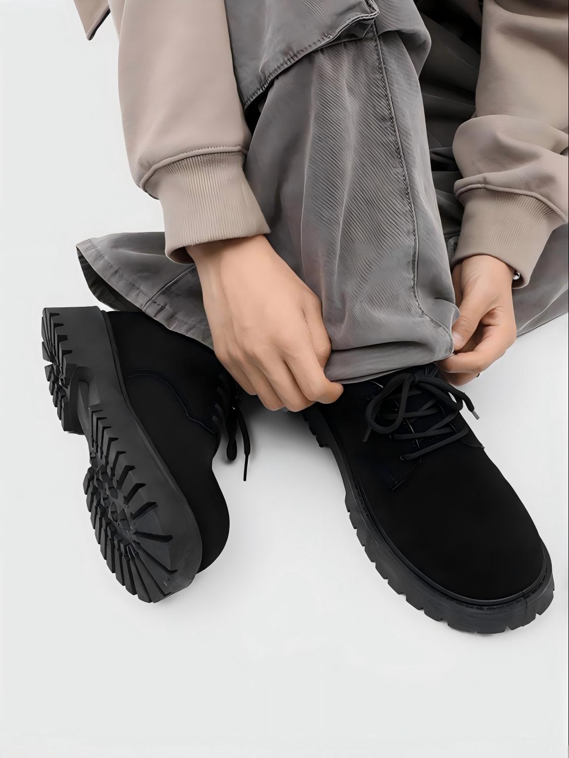 Chaussures de travail Derby à plateforme en daim