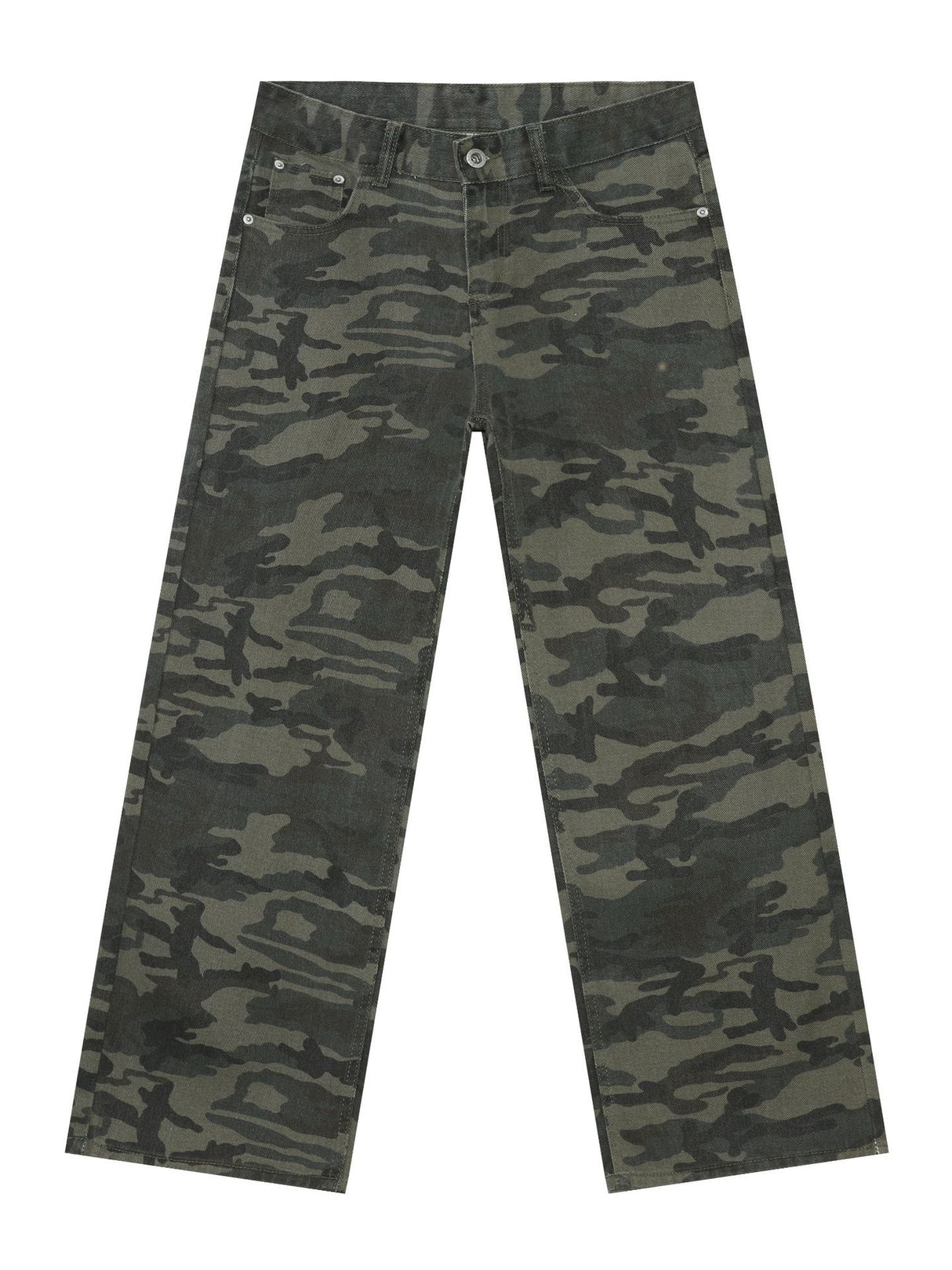 Camouflage Ins Loose-fit Straight-fit Wide-leg Jeans