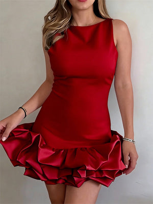 Wood Ear Splicing Flower Bud Skirt Mini&Short Dresses