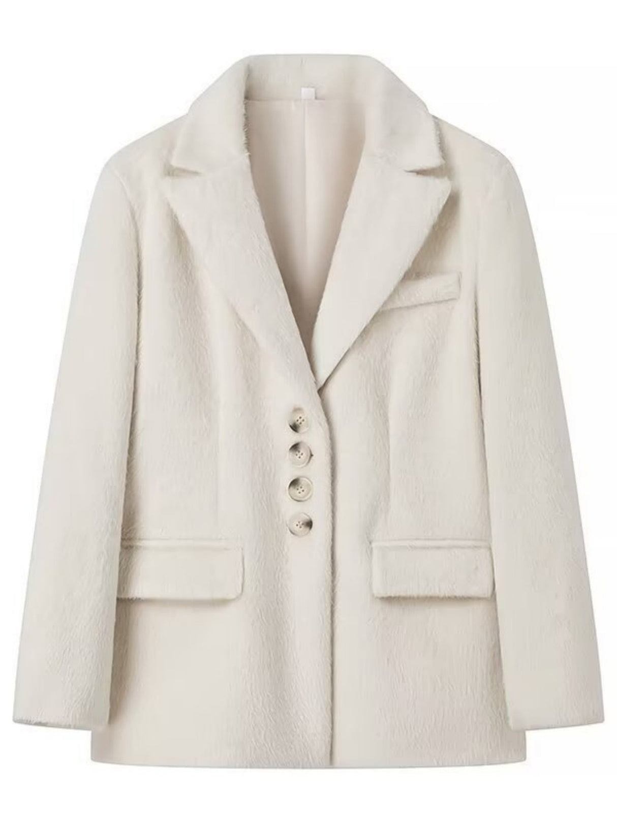 Long Hair Lapel Single-breasted Long Sleeves Blazers