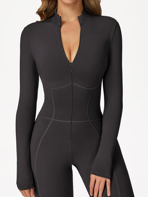 Long-sleeved Stand Collar Fleece Keep Warm High Elasticity Waist Slimming And Shaping Yoga Fitness Outdoor Jumpsuits/pants