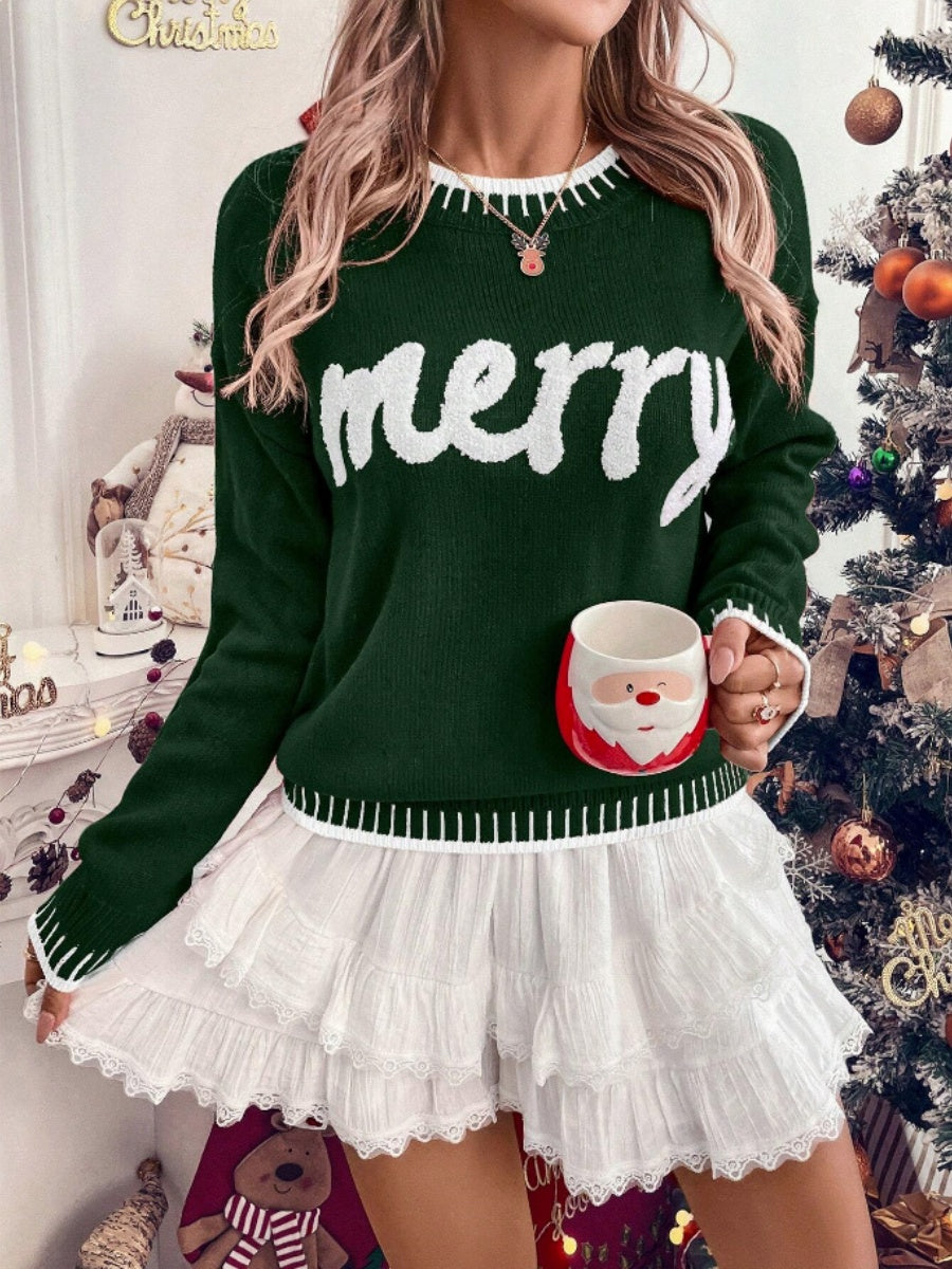 Christmas Letter Crew Neck Sweaters