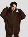 Plush Sports Loose Solid Color Zipper Hooded Sweatshirts&Hoodies Set