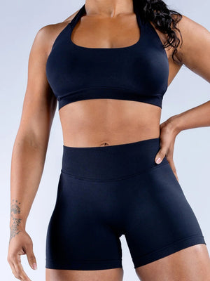 Seamless With Breast Pads Pleated Exercise Yoga Halter Bra Vest