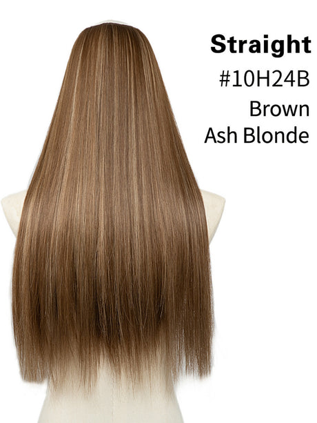 U-shaped Half-head Wig With Seamless Hair Extensions, One-piece Long Straight Wig