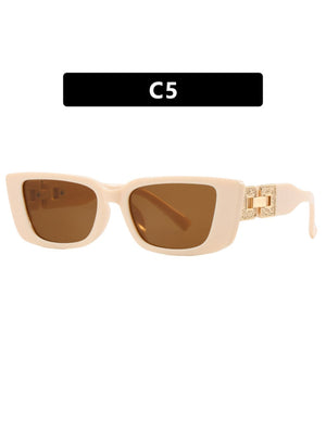 Lunettes de soleil à monture étroite et branches en chaîne