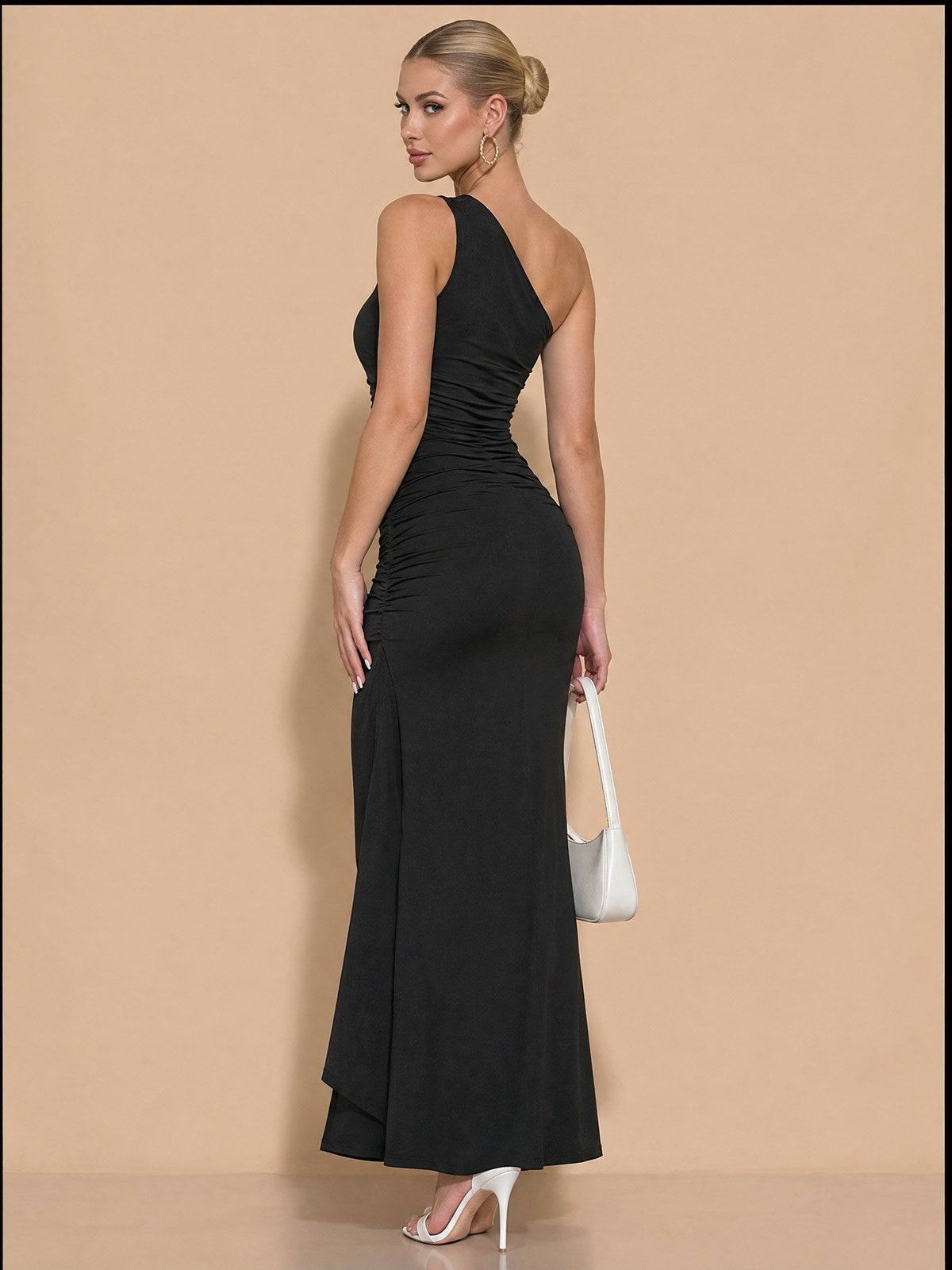 Sloping Shoulders Slit Grace Prom Parties Maxi Dresses