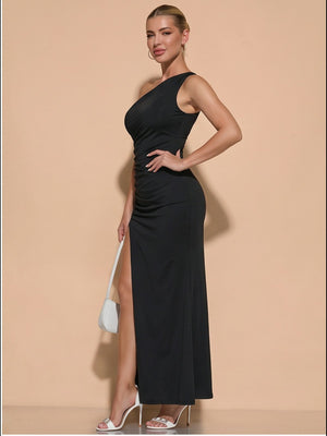 Sloping Shoulders Slit Grace Prom Parties Maxi Dresses