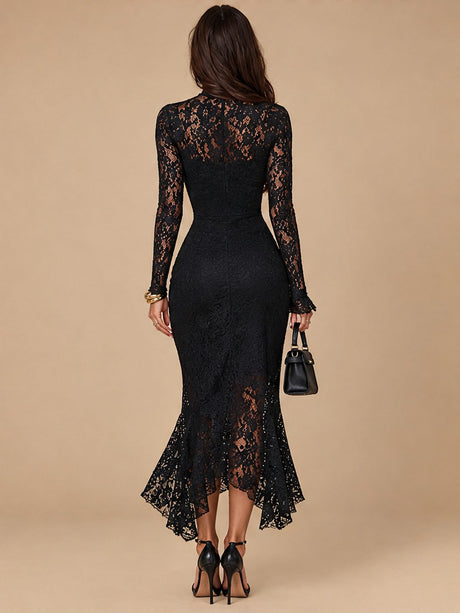 Lace Slim-fit Hip-hugging Banquet Maxi Dresses