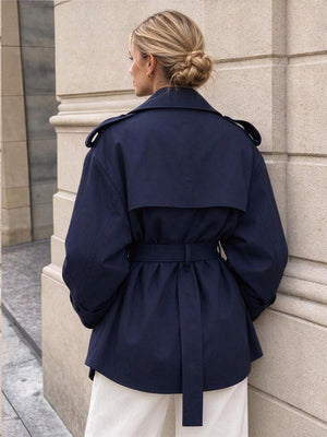 Suit Collar Solid Color Trench Coats